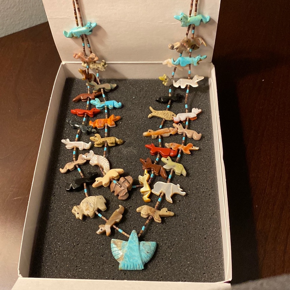 Navajo Zuni Fetish double strand necklace